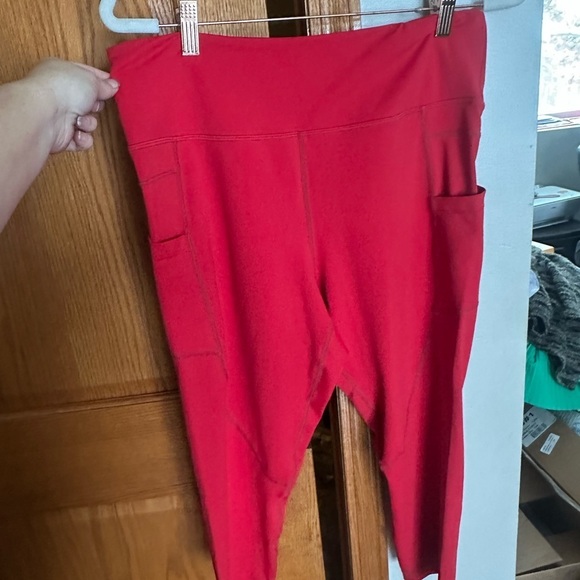 ZYIA Pants - ZYIA Bold Red Leggings with Side Pockets